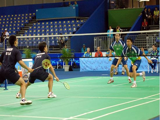 Afbeelding van Badminton wedstrijdnet: 2 netten op 1 rij
