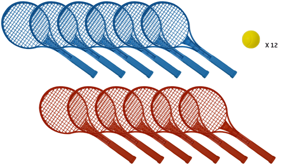 Afbeelding van mini-tennis set/12